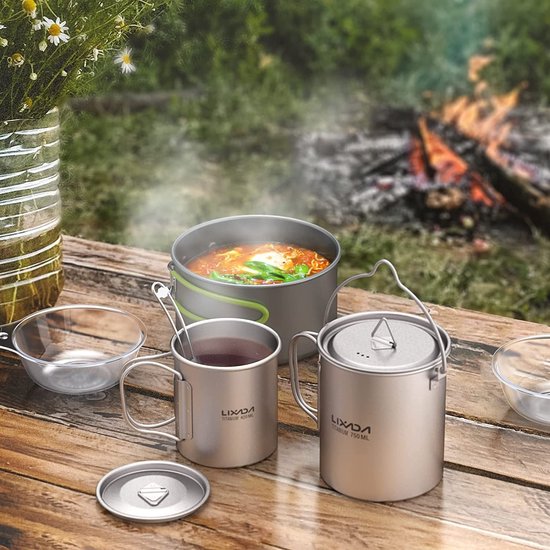 Titanium Pot Camping Portable Titanium Water Portable Cup met inklapbare handgreep (300 ml,