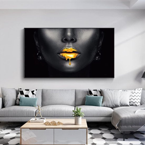 Afbeeldingen goede zwarte vrouwen lippen, de bewegwijzering fleece canvas kunstprint moderne wandafbeeldingen wanddecoratie ontwerp de foto - sexy abstract, canvas foto's grote woonkamer.Frameloos