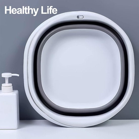 Waskom, opvouwbare kom, 5 liter, campingwastafel, 32 cm, grijs, draagbare vouwbak, opvouwbare wasbak, opbergcontainer voor thuis, keuken, camping