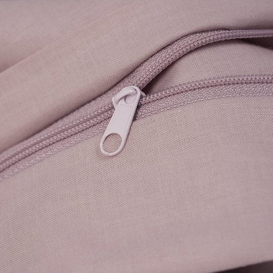 Deluxe Beddengoedset, 155 x 220 cm, 100% katoen, dekbedovertrek met kussensloop 80 x 80 cm, hoogwaardig dekbedovertrek met ritssluiting, made in EU, poederroze, 155 x 220 cm