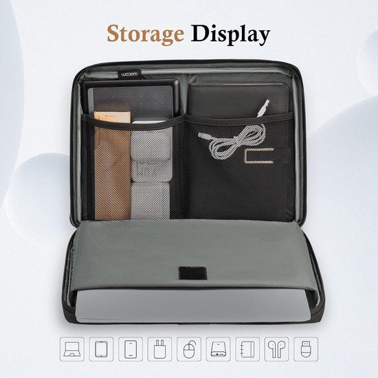 Laptophoes, tas, 17, 17,3 inch, TSA, laptoptas, beschermhoes, sleeve, waterdicht, met 4-laagse bescherming, computerdraagtas