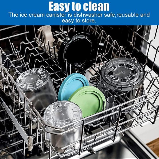 Set van 4 Creami Pints en deksel, ijshouder voor ijs met lepel, voor Pints NC299AM C300s-serie, vaatwasmachinebestendig