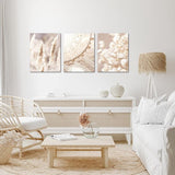 Klaar om op te hangen - wandafbeeldingen set in boho stijl - beige afbeelding XXL voor de woonkamer N008735a, 30x40 cm - 3 afbeeldingen.