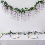 2 x 7 ft kunstmatige blauweregen wijnstok slinger nep bloem blauweregen slingers voor buiten binnen bruiloft muur badkamer decoratie (paars)