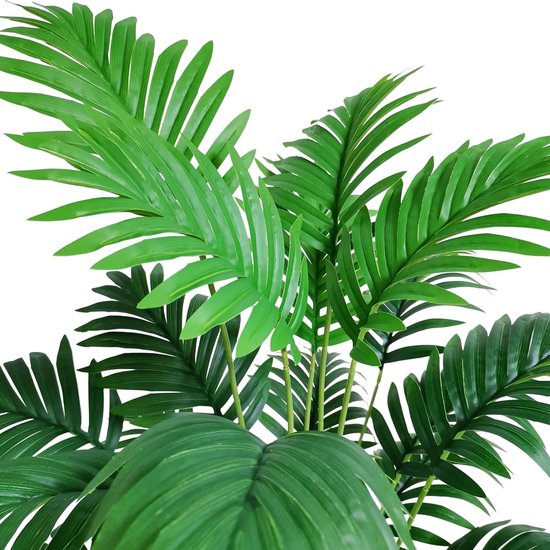Set van 2 kunstareca palmplanten in potten, 85 cm kunstplanten, tropische palmen met groene bladeren en stammen, kunstpalm met potten voor thuis, kantoordecoratie