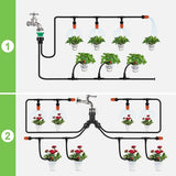 149-delige irrigatiesysteemkit, 30 m tuin micro druppelirrigatie automatische irrigatiekit slang druppelirrigatie tuinbewatering voor landschap, bloembed en terrasplanten