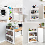 Keukenwagen, smal, keukenwagen, rolwagen met 3 niveaus voor badkamer en keuken, rolwagen, smal en ruimtebesparend voor het organiseren van accessoires, rolwagen keuken, 54,5 x 12,5 x 72