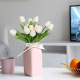 12 stuks kunstbloemen, kunsttulpen met realistische touch, nepbloemen, witte tulpen voor bruiloftskamer, feest, bruiloftsdecoratie, boho-decoratie