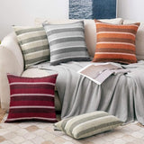 Strepen kussenslopen, kussenhoezen, linnenlook, decoratieve kussensloop, decoratieve kussensloop, decoratieve bankkussens voor bank, kantoor, bank, slaapkamer en woonkamer, set van 2, 40 x 60