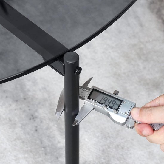 Ronde glazen salontafel: Minimalistische gehard glazen bijzettafel - Moderne bijzettafel voor thuis, woonkamer, terras, tuin - 50 cm x 50 cm x 50 cm grijs