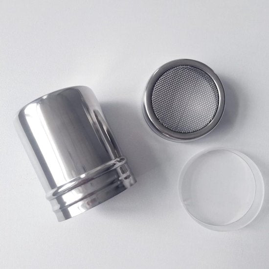 2 stuks poedersuikerstrooier, met deksel, poedersuiker-strooier, meelstrooier, poedersuiker, roestvrijstalen poederstrooier, meelzeef, voor thuis, restaurant, outdoor