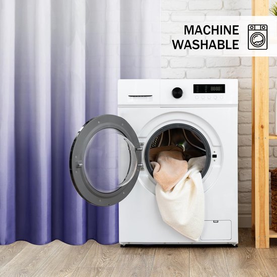 180x200cm badgordijn, douchegordijn anti-schimmel in de badkamer, gordijn voor badkuip-douche, waterdicht wasbaar, wasbaar douchegordijn van polyesterweefsel met 12 douchegordijnringen