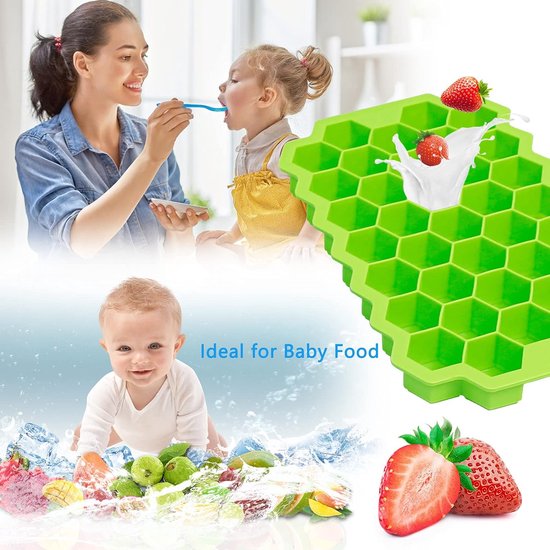 IJsblokjesvorm, set van 3 stuks, silicone, met deksel, eenvoudige ijsvrijgave, ijsblokjesvorm, BPA-vrije ijsblokjeshouder voor cocktails, whisky, sap, water en andere dranken