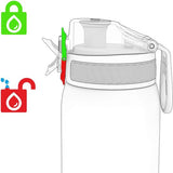 drinkfles, 600 ml, lekvrij, met één hand, veilige vergrendeling, vaatwasmachinebestendig, klapdeksel, draaggreep, gemakkelijk te reinigen, duurzaam en krasbestendig