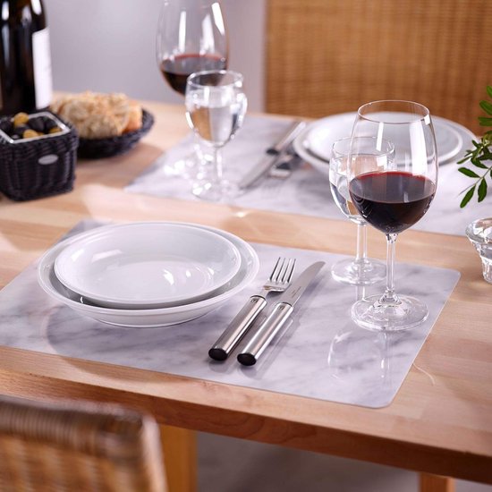 Placemats/placemats, 4 stuks, 43,5 x 30 cm, PET, wit, Saleen Edition: marmer