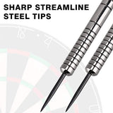 Dartpijlen, 12 stuks stalen dartpijlenset, 24 gram professionele stalen darts met metalen punt, dartpijl, dartpijl, aluminium schacht, 30 flights,50 anti-losse rubberen ringen, stalen darts