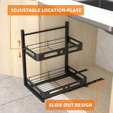 Metalen keukenrek, 2-traps kruidenrek, onder wastafel rek, uittrekbaar badkamer spoelkast organizer, in hoogte verstelbaar keukenkast staand rek