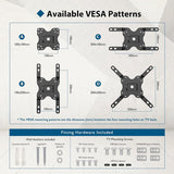 TV muurbeugel voor 13-42 inch LED LCD OLED televisies, kantelbaar, draaibaar en 360° draaibaar, muurbeugel TV tot 20 kg, met veiligheidsschroeven, max. VESA 200 x 200 mm