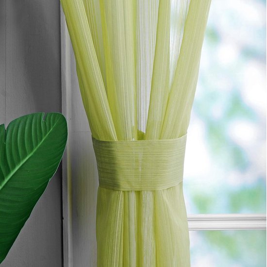 Groene voile gordijnen lijn 140x245cm set van 2, transparante ogen gordijnen met gordijnhouder