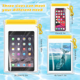 Waterdichte tas, waterdichte tas, documententas, waterdichte tas, droge tas voor camera's en mobiele telefoons, waterdichte tassen voor reizen, thuis en buiten, 3 stuks, geel, Transparante
