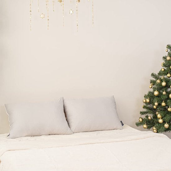 FABSY Microvezel kussenset, 2 kussens 80 x 80 cm - wasbaar kussen - zachte Seersucker kussenset - verstelbaar kussenpaar met extra hoofdkussenvulling