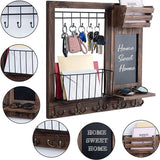 Sleutelrek met plank, wandplank voor sleutelplank, brievenbak, krantenrek, sleutelopberger met schoolbord, brievenhouder, sleutelhouder, wandkapstok, 47 x 42 x 9 cm