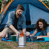 Outdoor kooktoestel, draagbaar kooktoestel, houtkachel draagbaar, campingkooktoestel, outdoor, houtcarburateur, inklapbaar en winddicht, van roestvrij staal, voor camping, barbecue, picknick, outdoor backpacking
