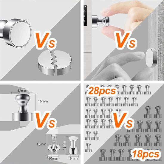 Neodymium magneten, extra sterk, 28 stuks, mini-magneten, 12 x 16 mm, voor magneetbord, steekbord, prikbord, koelkast, kegelmagneten, neodymium magneten, klein, met opbergdoos