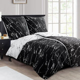 Beddengoed 135 x 200 cm 4-delig microvezel – dekbedovertrekken 135 x 200 cm set van 2 met kussenslopen in marmerpatroon, beddengoedsets met ritssluiting, zacht en strijkvrij