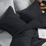 Beddengoed 240 x 260 cm, 3-delig zwart - dekbedovertrek 240 x 260 cm met kussenslopen 40 x 75 cm, beddengoedsets 260 x 240 cm, van microvezel met ritssluiting, zacht en strijkvrij