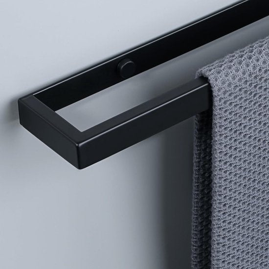 Handdoekenrek Zwart Handdoekrek Gastenhanddoekrek Wandgemonteerd roestvrijstalen badhanddoekrek voor badkamer en keuken 50CM