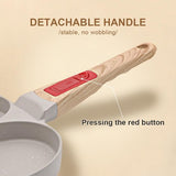 Gebakken eierpan met afneembaar handvat, pannenkoekpan inductie 4 gaten met antiaanbaklaag - wit