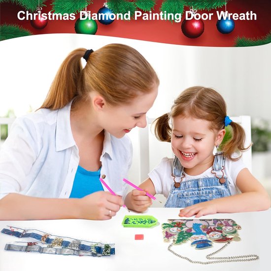 Diamant schilderij Ornamenten DIY Kerst Diamant schilderij Hanger met ketting voor deurmuur Kerstdecoratie Sneeuwpop