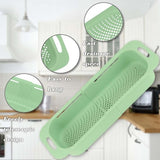 Set van 2 gootsteenzeefjes, afdruiprek voor huis en keuken, ideaal voor het wassen van fruit en groenten of kan worden gebruikt als noodle-gootsteenzeef, BPA-vrij (17 W x 37 - 49,5 L x 8 H) cm -