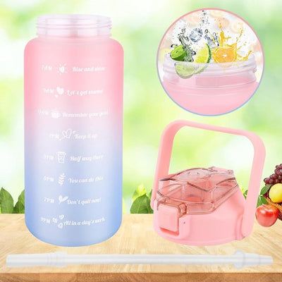 Vacuüm Geïsoleerde Roestvrijstalen Waterfles 1 Liter Met Rietje Lekvrije Grote Drinkfles Voor Fiets Camping En Sport