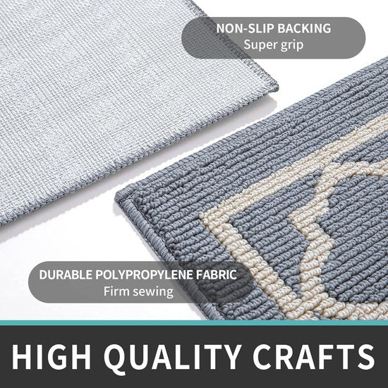 Deurmat binnen 50 x 80 cm, wasbaar, vuilvangmat, antislip, voetmat, binnen, waterabsorberende voetmatten, huisdeur, deurmat, deurmat, lichtgrijs