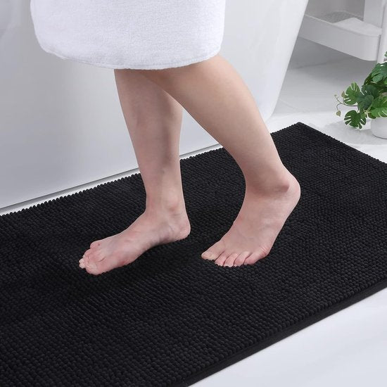 Badkamertapijt, antislip, wasbaar, zacht, absorberend, voor badkamer, 60 x 120 cm, zwart Badkamermat, antislip, wasbaar, zacht, absorberend, voor de badkamer, 60 x 120 cm, zwart