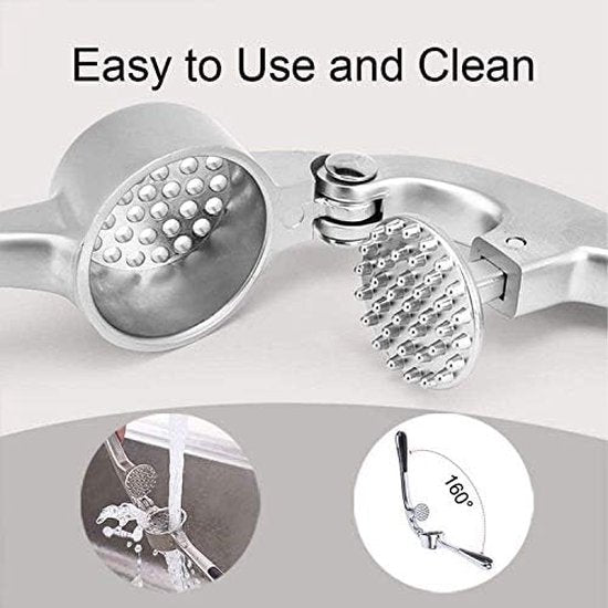 knoflookpers, Garlic Press knoflookpers, krachtige knoflookwol, roestvrijstalen knoflookbreker, Easy Clean, duurzaam (zilver)