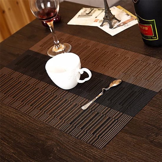 Set van 6 placemats, 30 x 45 cm, antislip, afwasbaar, gemaakt van pvc, hittebestendig, kwetsbaar en wasbaar, voor keuken en eetttafel