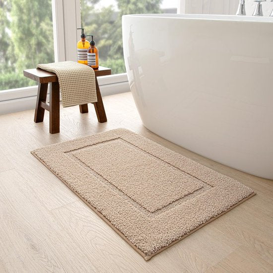 Badkamertapijt 40 x 60 cm, antislip wasbare badmat, zachte badmat, absorberende badmat van microvezel, badmatten voor badkuip, doucheruimte en badkamer - beige.