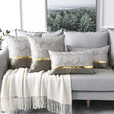 Set van 2 kussenslopen voor bank/auto/slaapkamer luxe moderne minimalistische gouden lederen stiksels, golvende streep decoratieve kussensloop 45 x 45 cm (zilver)