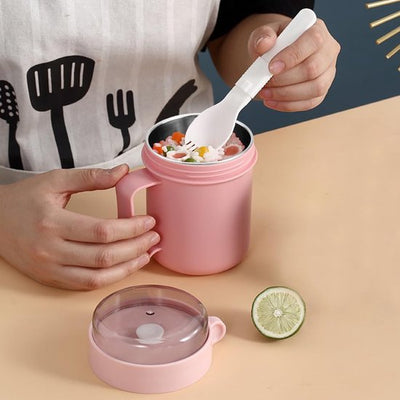 ComSaf Yoghurtbeker 6 Stuks, Mueslibeker van Glas 480 ml met 120 ml Bovenste Vak, Dubbele Laag Ontbijtbeker voor Werk en School, voor Volwassenen en Kinderen, Ideaal voor een Snel Ontbijt