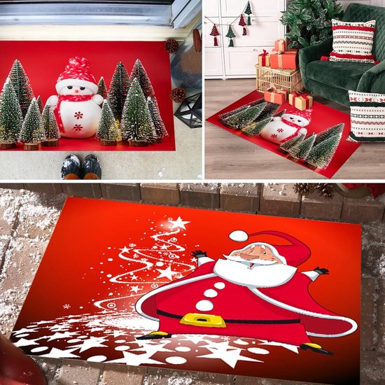 Kersttapijt, 2 stuks, antislip, kerstprint, tapijt, deurmat, badkamertapijt, wasbaar, badmatten, kerstdecoraties voor slaapkamer, keuken, badkamer
