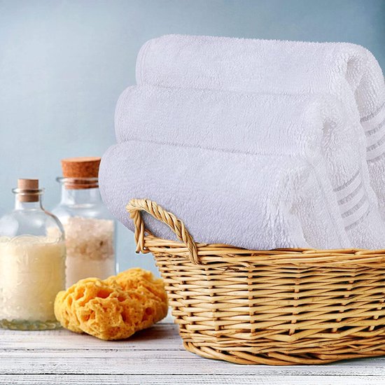 Luxe washandjes set van 100% katoen, 30 x 30 cm zeepdoekjes (wit)