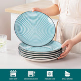steengoed dinerbord, dinerbordenset voor 6 personen, diameter 26,8 cm, bordenset, servies voor vaatwasser en magnetron, pastabord, ontbijtbord, taartbord, blauw