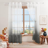 Transparant voile gordijn voile met oogjes, 260x140 cm (hoogte x breedte), donkergrijs, set van 2