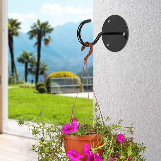 4 stuks, metaal, wandmontage, plafondhaken, planten, swag, haken, zware belasting, plafondhangers met schroeven, voor hangende plantenmanden, windgong, lantaarns, buitendecoraties, zwart