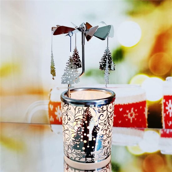 De draaibare kerstboomkaarsenhouder is gemaakt van roestvrij staal en het metalen oppervlak is behandeld met hoogwaardige galvanisatie