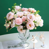 Kunstbloemen, 2 stuks kunstpioenrozen, roze namaakpioenroos, ter decoratie, zijden pioenrozen, bloemstukken, middenstuk, tafel voor thuis, feest, bruiloftsdecoratie