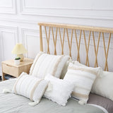 2 boho kussenslopen, macramé kussenslopen, kussensloop met kwastjes, 30 x 50 cm, decoratief katoenen linnen, sierkussen, sofakussen voor bank, woonkamer, tuin, kussen, boho-stijl hoofdkussenslopen